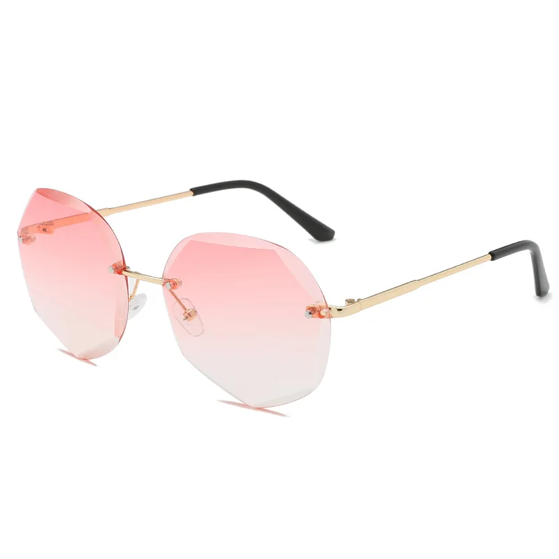 High Quality Trendy Octagon Fashion Resin Lens Frameless Wholesale Sunglasses For Woman