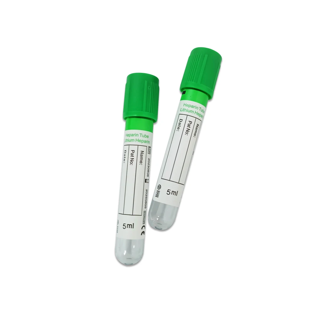 Medical heparin lithium blood collection tubes green top heparin vacuated vacuum blood sample collection