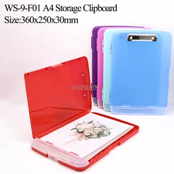 Free Sample Office Transparent A4 A3 Plastic Desk Organizer Folders Clip Board With Storage document File Box