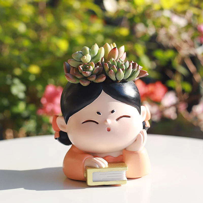 Roogo Настольный держатель для канцелярских принадлежностей хранения креативный древний стиль девочек Подарочный цветочный горшок из смолы