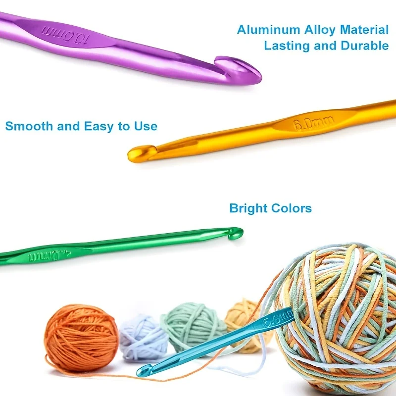 14pcs/set Color Alumina Single Head Crochet DIY Knitting Tool Crochet Set Crochet Sweater Needle
