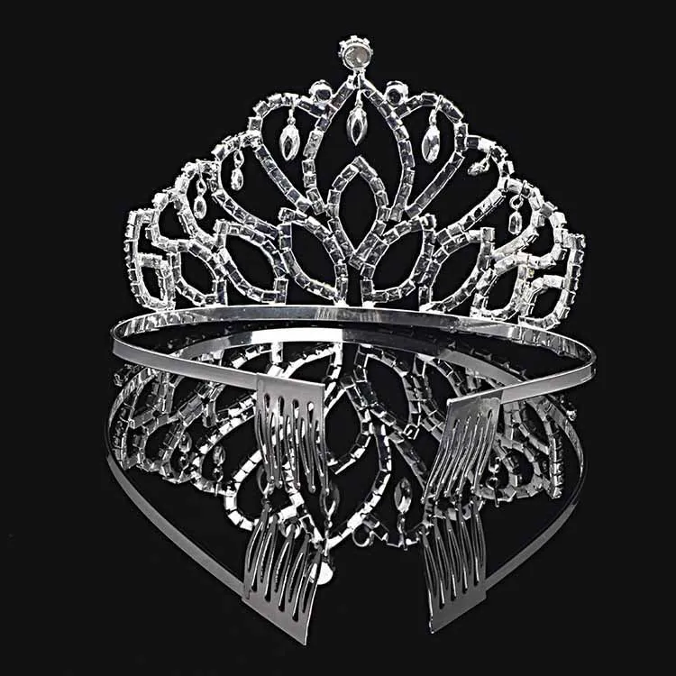 Princess Rhinestone Claw Chain Tiaras Bride Crown Head Jewelry