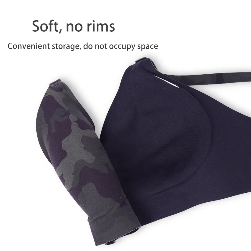 High Quality Women Bralette Printed Seamless Camo Jelly Glue Bra With Removable Pads Ladies