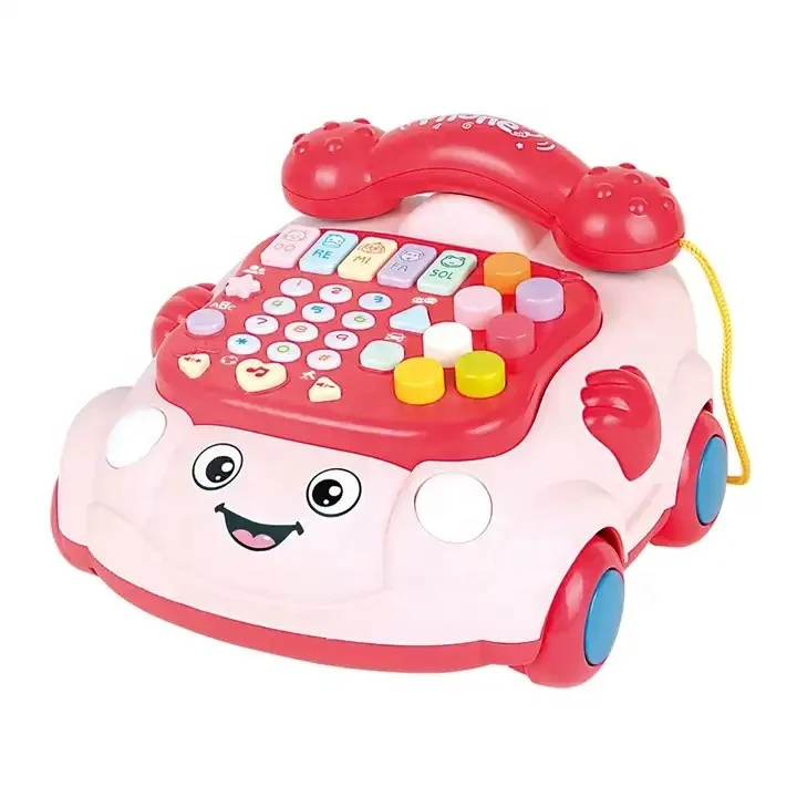 baBaby educational electric musical calling telephone toy pull drag line smart phone toy musical baby mobile for kids