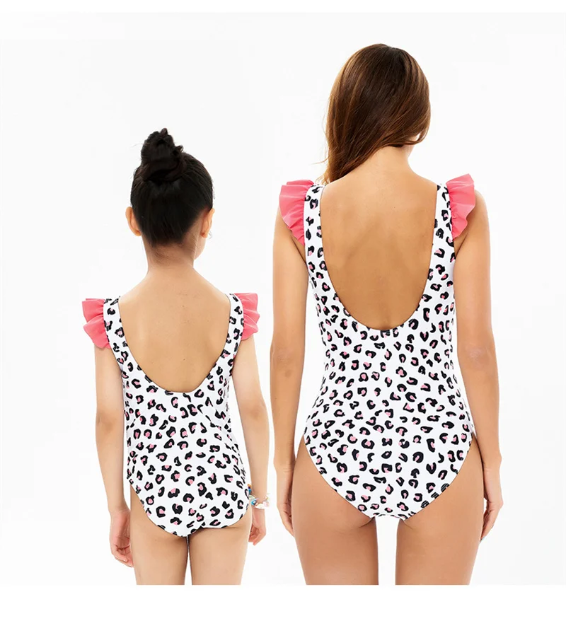 ZY5718 Private Label One Piece Leopard Family Matching Bikini Swimsuit