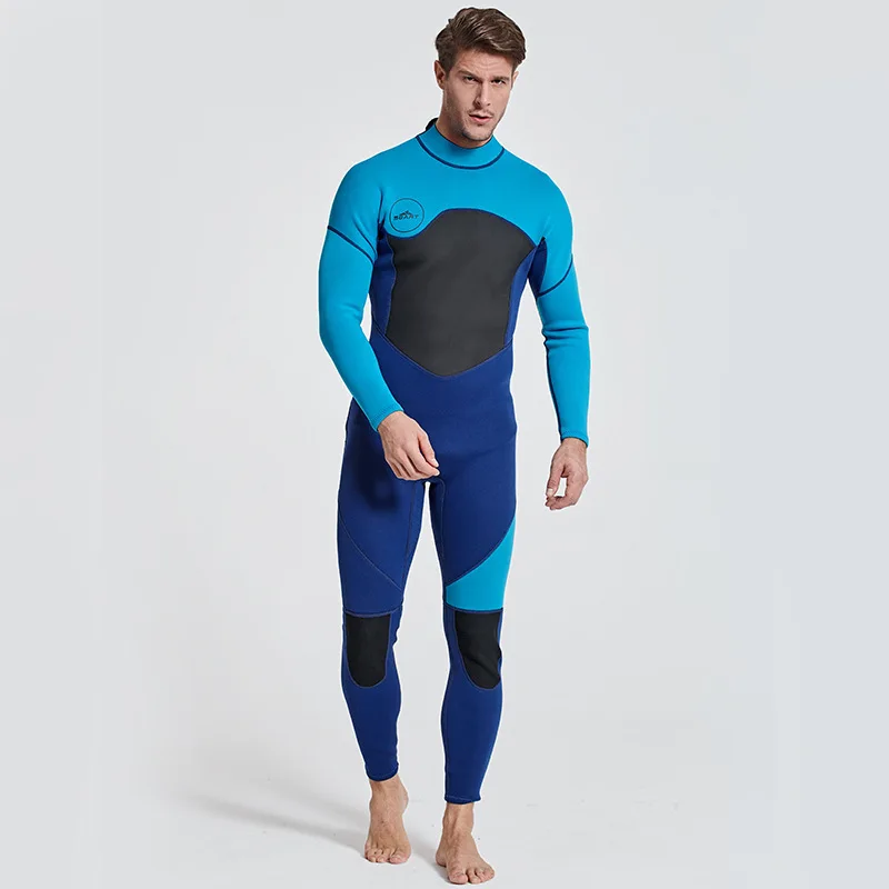 OEM customized LOGO 3mm One-Piece Spring Men Long-Sleeved Sunscreen Cold-Proof and Warm Jellyfish Swimsuit