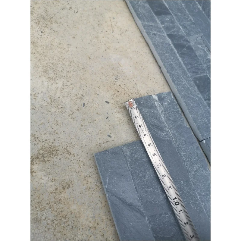 Natural black slate slim stone panel natural split face ledgestone wall cladding stone