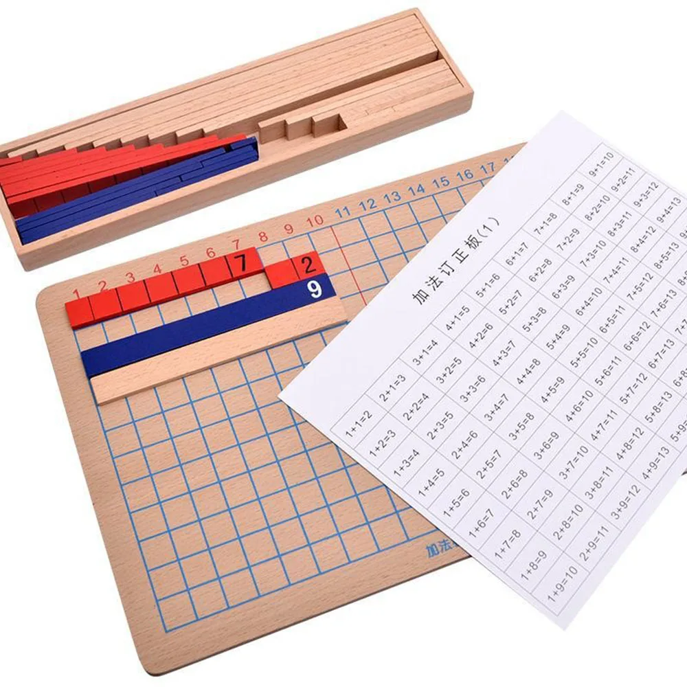 Montessori Educational Toy Wooden Addition And Subtraction Strip Math Board