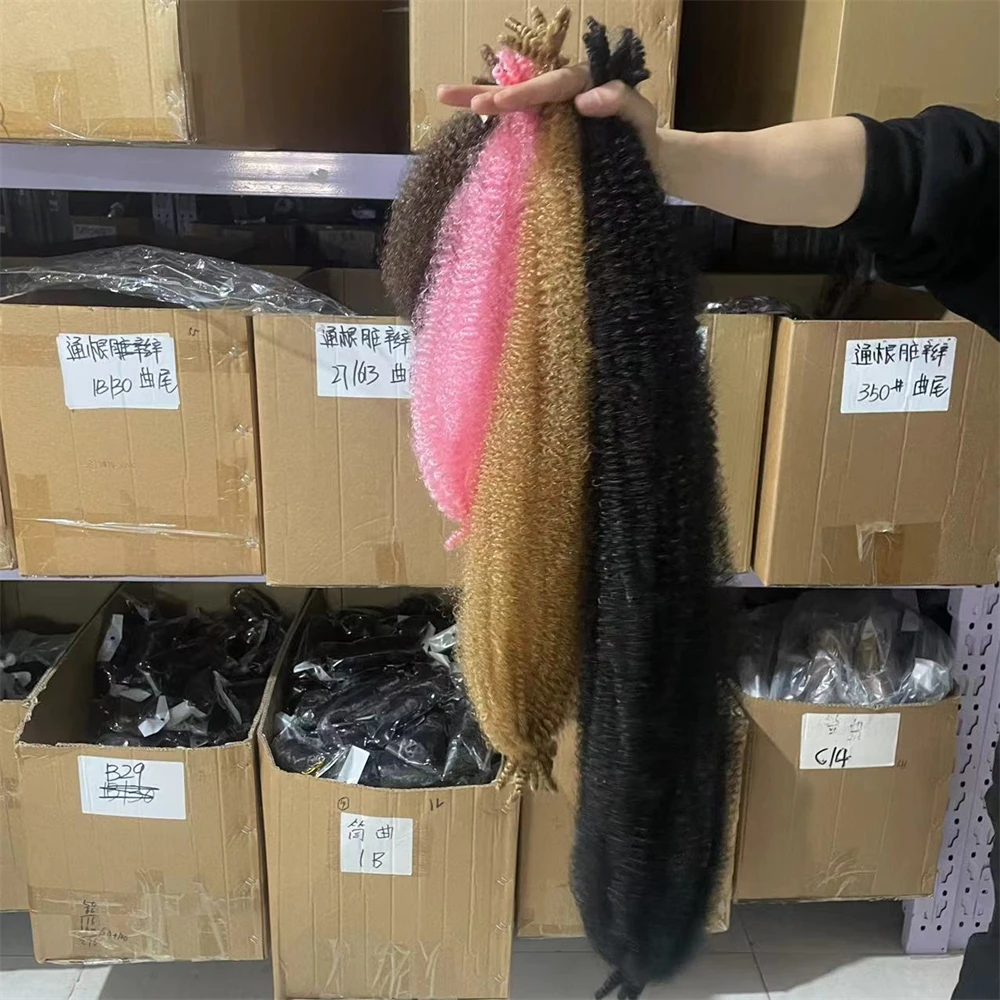 Marley Twist Braiding Hair Pre-Separated Springy Afro Hair Extension Kinky Twist Crochet Braids Natural Black for Black Women