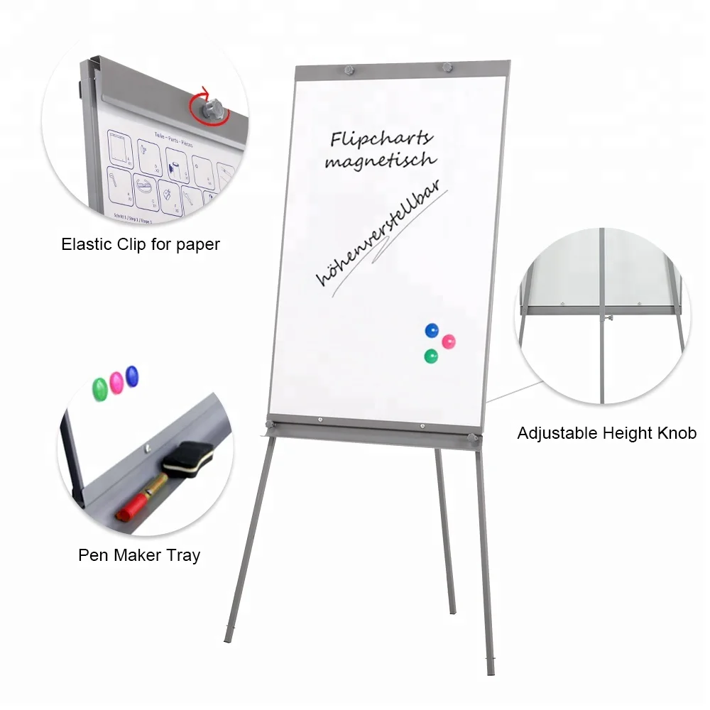 Office movable dry erase white board flipchart price height adjustable tripod easel stand flip chart whiteboard