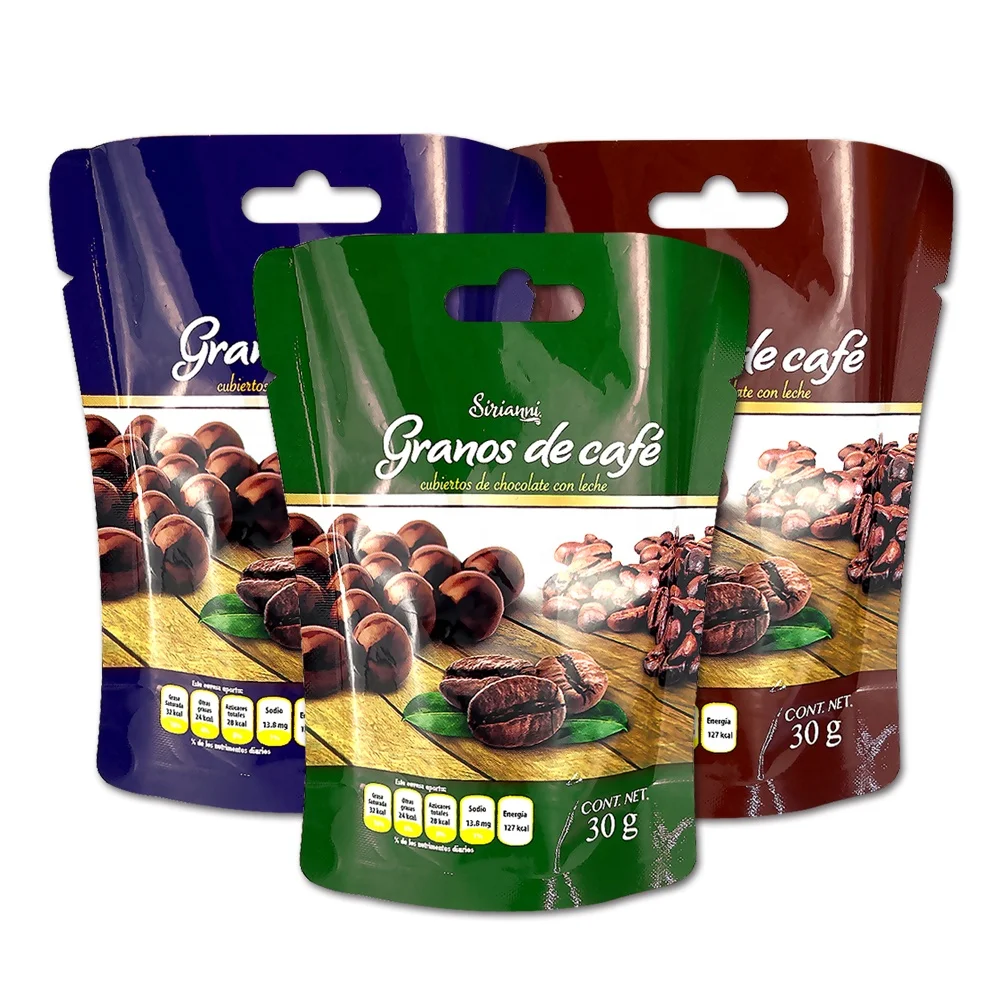 Aluminum Foil Snack Tea Chocolate Packaging Bag Candy Resealable Stand Up Mylar Bags Free Shaped Coffee Bag With Valve
