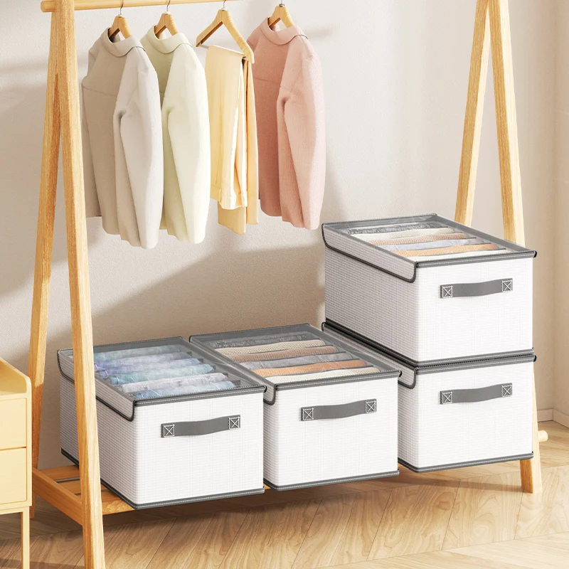 Drawer Storage Box Stackable Fabric Wardrobe Clothes Dividers Sock Underwear Organizer for Pants Jeans Portable Storage Cube