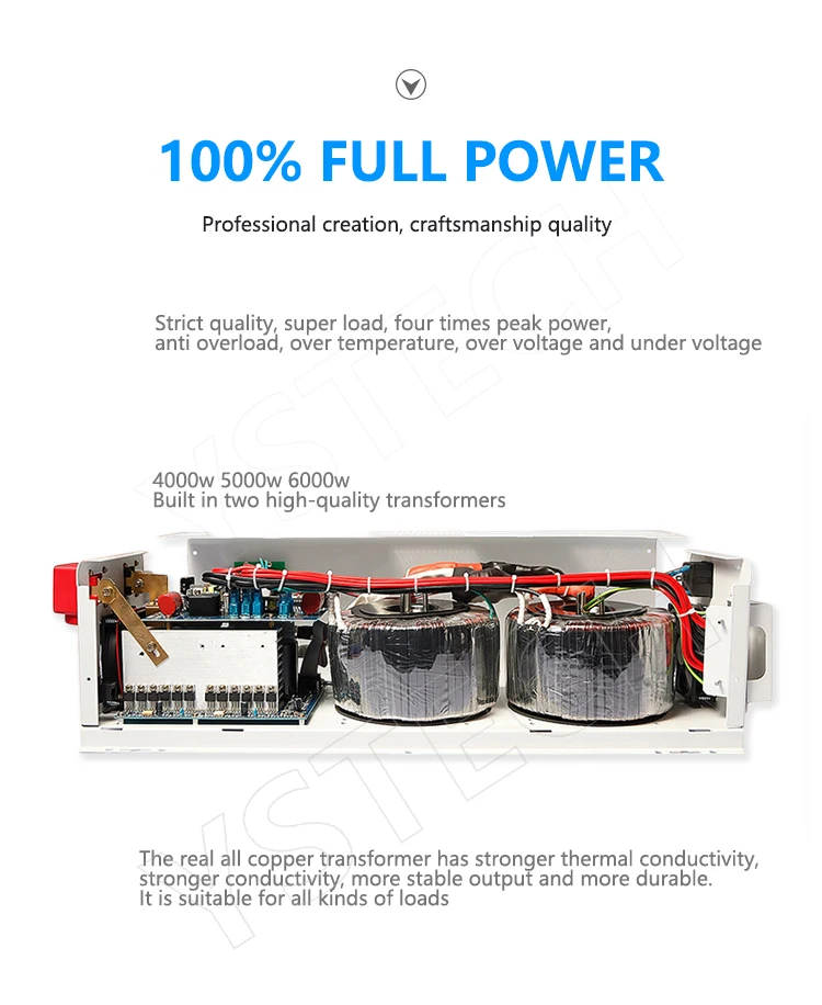 RV DCAC MPPT solar Inverter 12V 24V 48V 40A 60A 3kw 6Kw pure sine wave power hybrid inverter with charger on off grid inverter