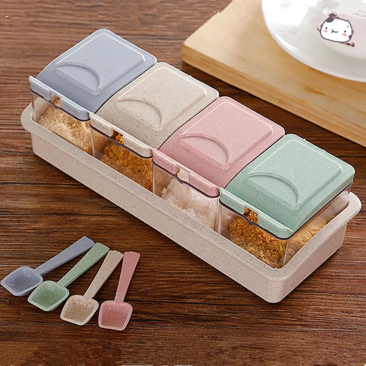 High Quality Spice Container Condiment  Plastic Kitchen Flip Spice Seasoning Jar