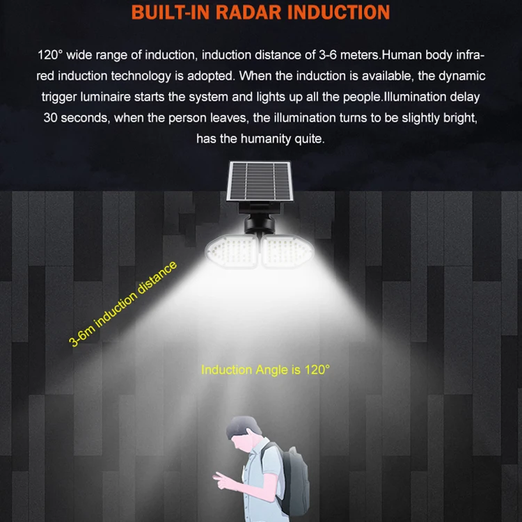 High Lumen 10w 20w Led Waterproof Wireless Motion Sensor Outdoor Lighting Garden Solar Wall Light