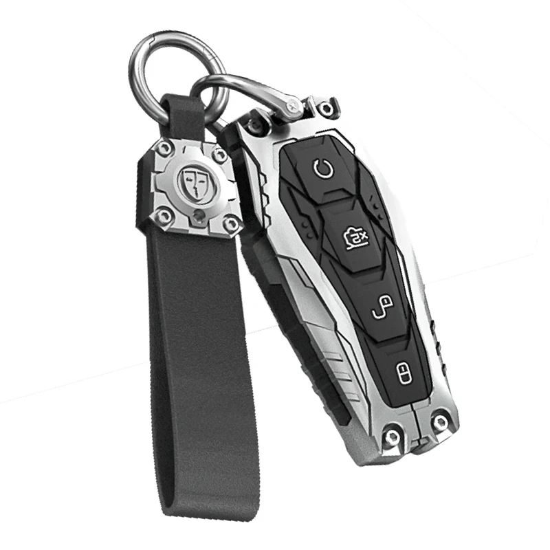 New arrive black silver alloy silicone car key case cover shell remote key protector for BYD HAN flagship BYD HAN Premium