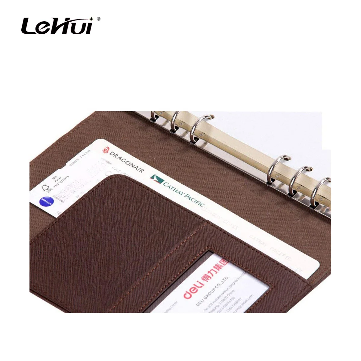 Black 100 Pages 8.5 inch Loose Leaf Weekly Monthly Planner Diary Lined Notepad Agenda Ring Binder Organizer Leather Notebook