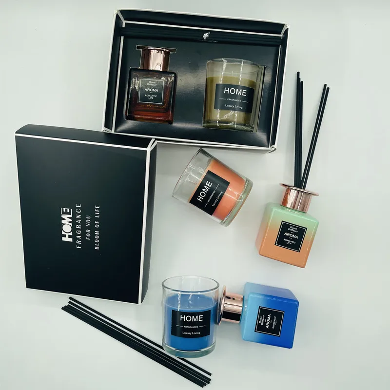 Home Fragrance Scented Candles Luxury Set Reed Diffuser Oil Aroma Gift Set