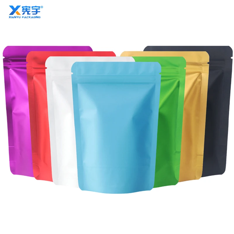 Colored Aluminum Foil Plastic Standing Zipper Storage Pet Food Sealed Bag Smell Proof Mylar Pouch