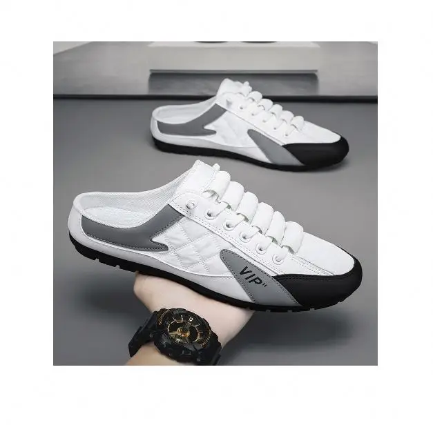 casual shoes lazy one foot off half drag board sneakers bean shoes casual slides shoes cheap leather flat sandals