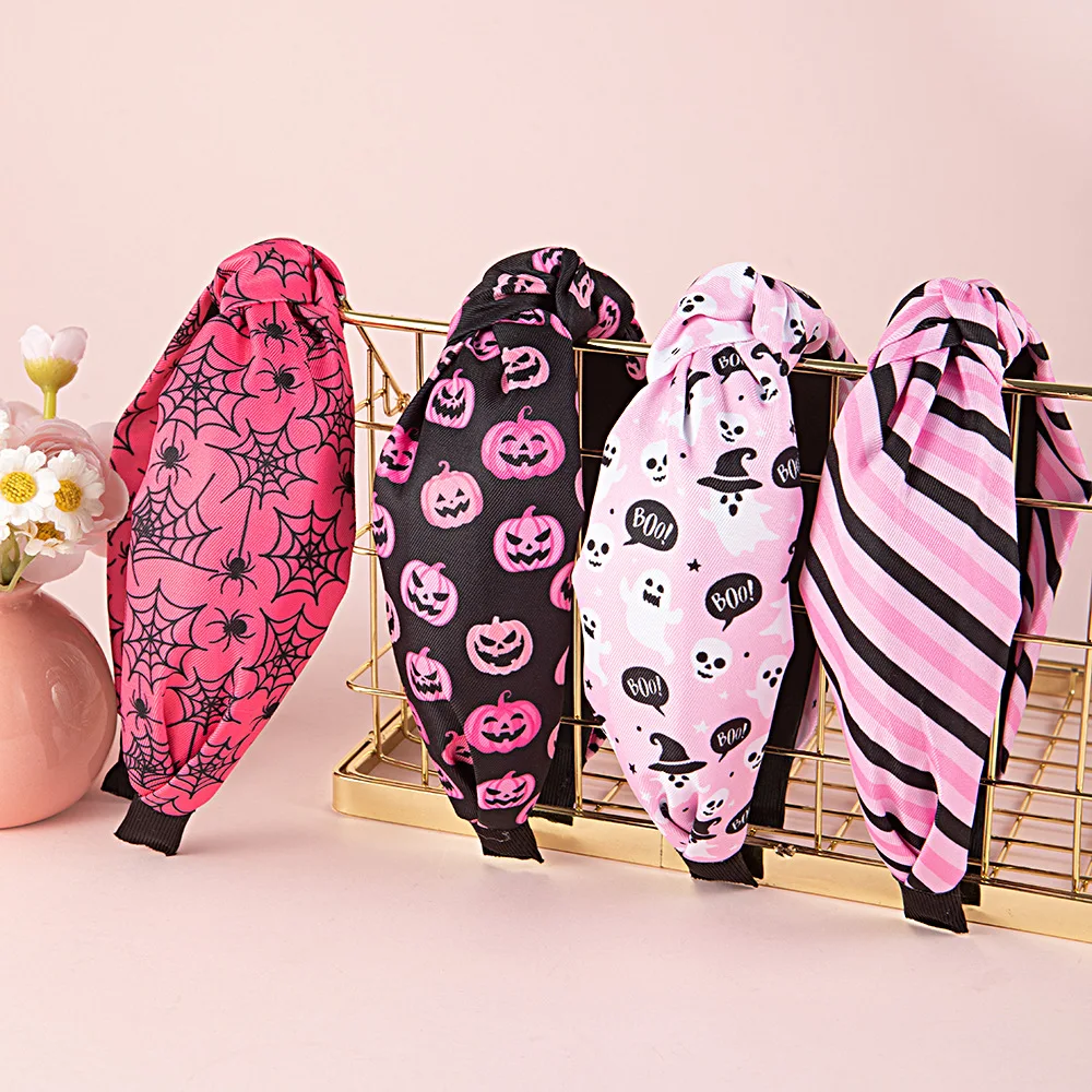 Halloween Printed Women Hairband Personalized Pumpkin Ghost Face Festival Decoration Hair Accessories Fashion Headband