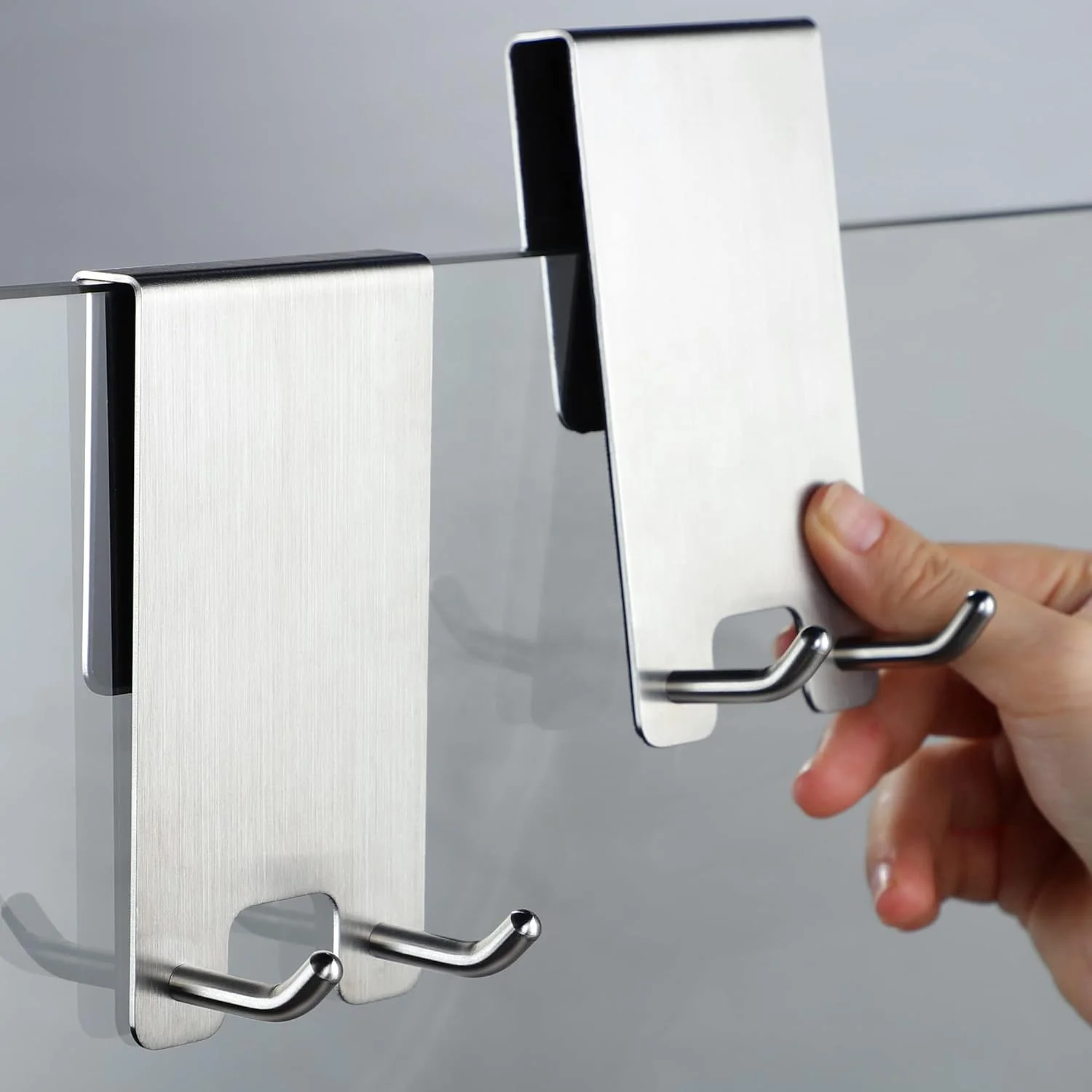 Stainless Steel 2 Packs Shower Door Hooks Over The Door Hanger Hooks Shower Towel Hooks for Bathroom Glass Shower Door