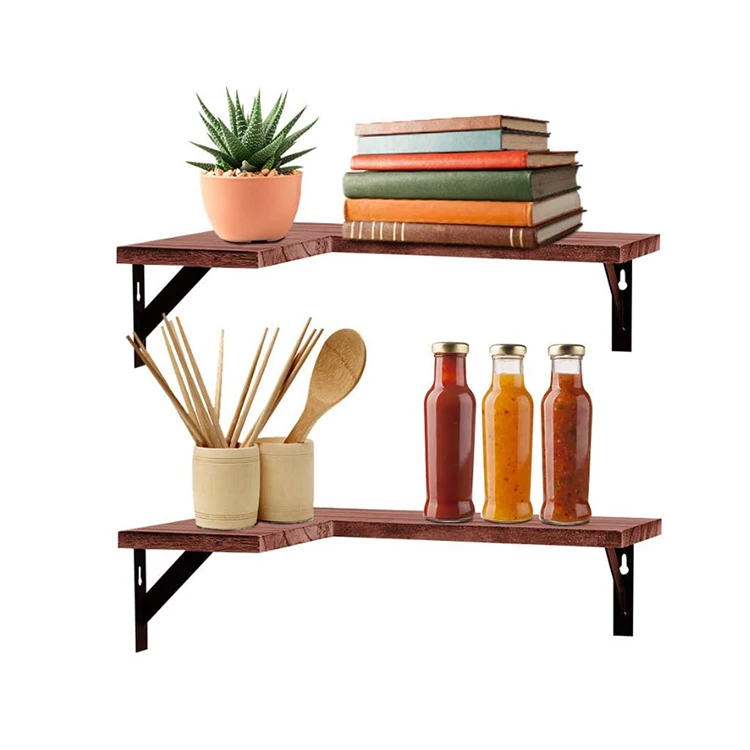 Wholesale custom cheap wooden corner display floating shelves wall mounted