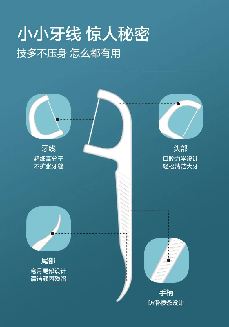 Ultra-fine dental floss 100 bags household large package dental floss stick disposable toothpick fine smooth dental floss