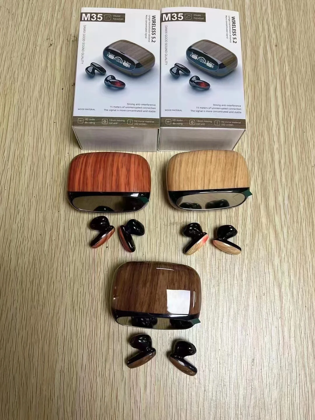 M35 новый дизайн деревянные Tws наушники стерео Спортивная уличная BT 5 2 мини-гарнитура беспроводные наушники-вкладыши Наушники с зарядным футляром