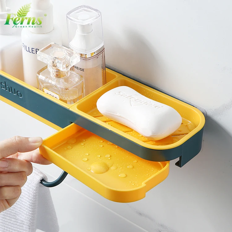 Eco Friendly Plastic Storage Shelves Wall-Mounted No Drilling Bathroom Organizer Bathroom Plastic Shower Basket