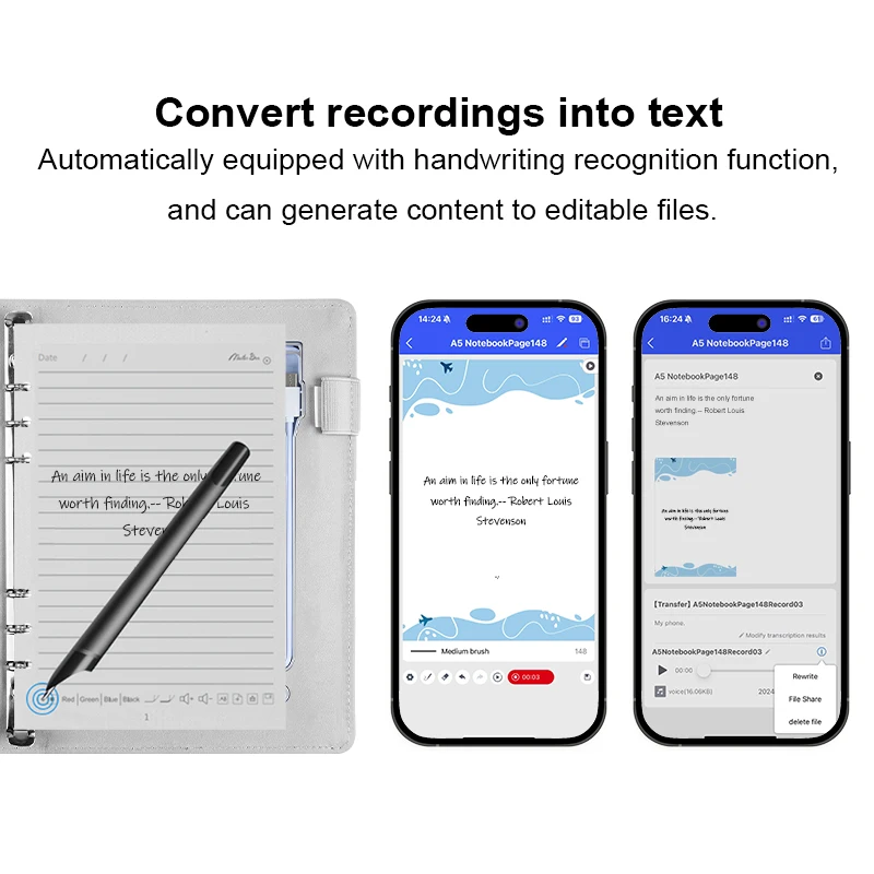 Mobile Power Notepad Digital Handwriting Note Book Sync Smart Writing Set A5 Notebook Leather Notebook With APP Software