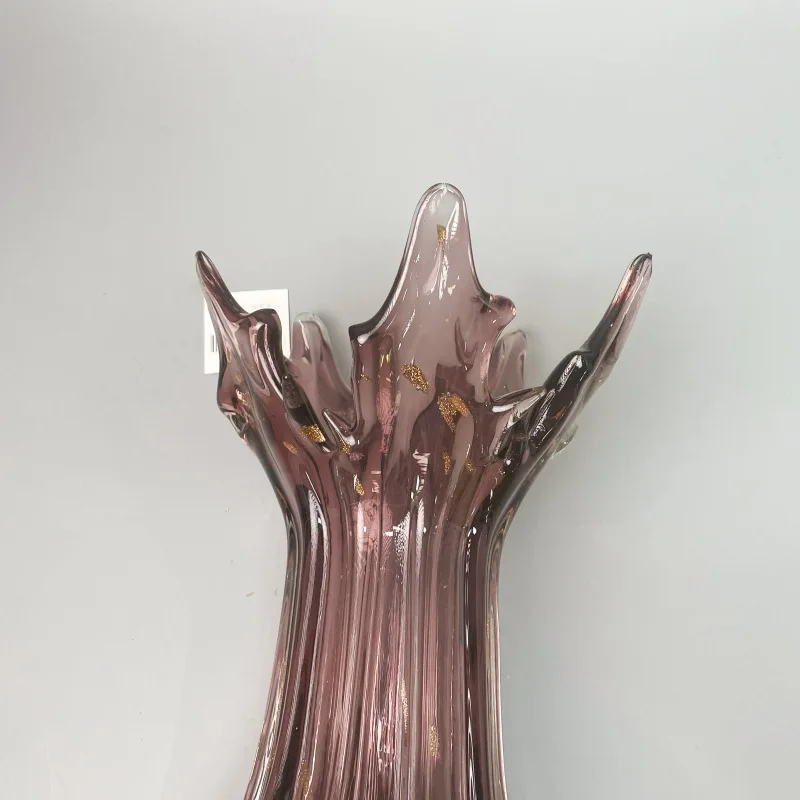 High Quality Tall Cylinder Plant Bottle Murano Glass Vase Elegant Luxury Purple Glass Flower Vases for Home Decoration