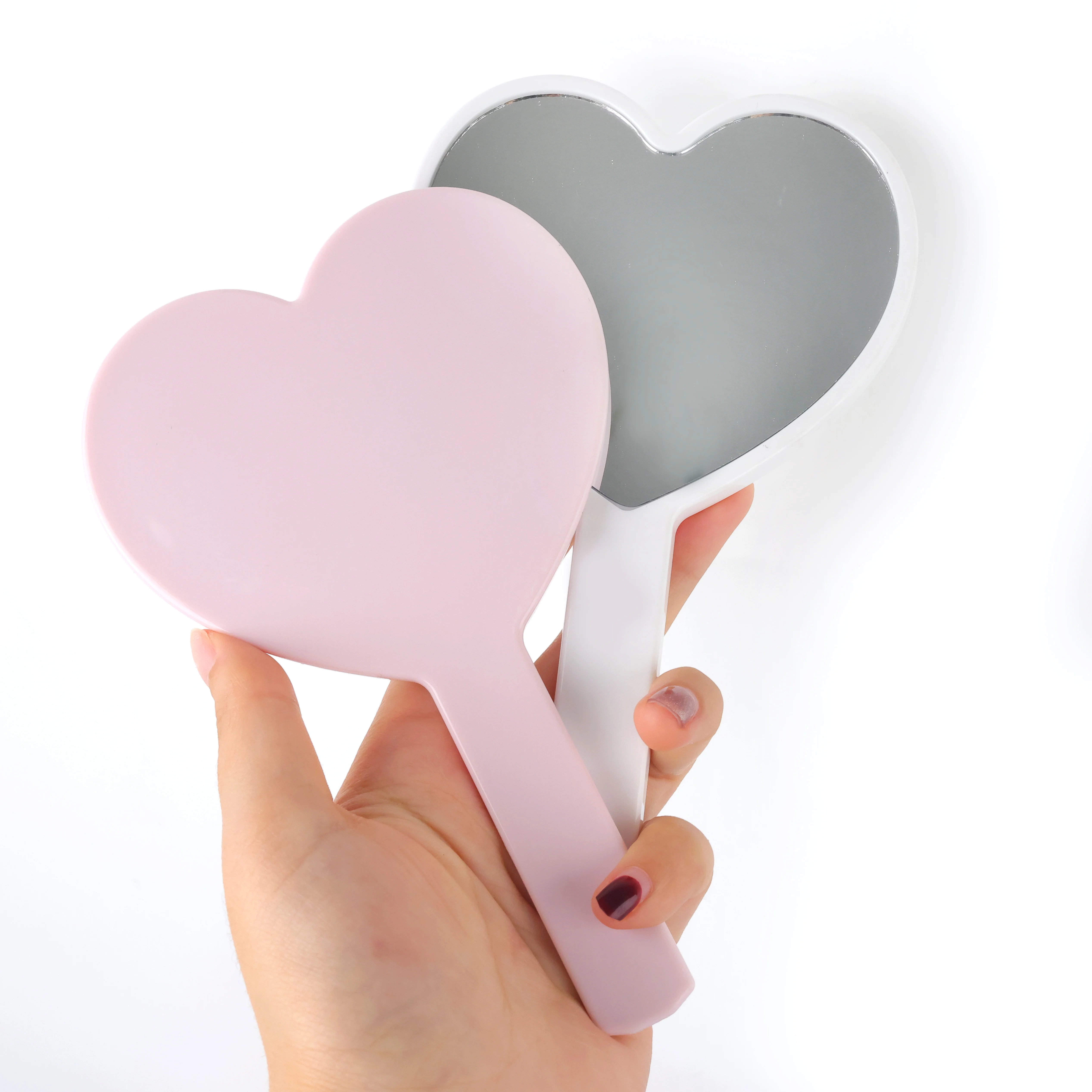 2024 new design Custom private label hand mirrors  Portable Makeup Mirror pink round  small mirrors
