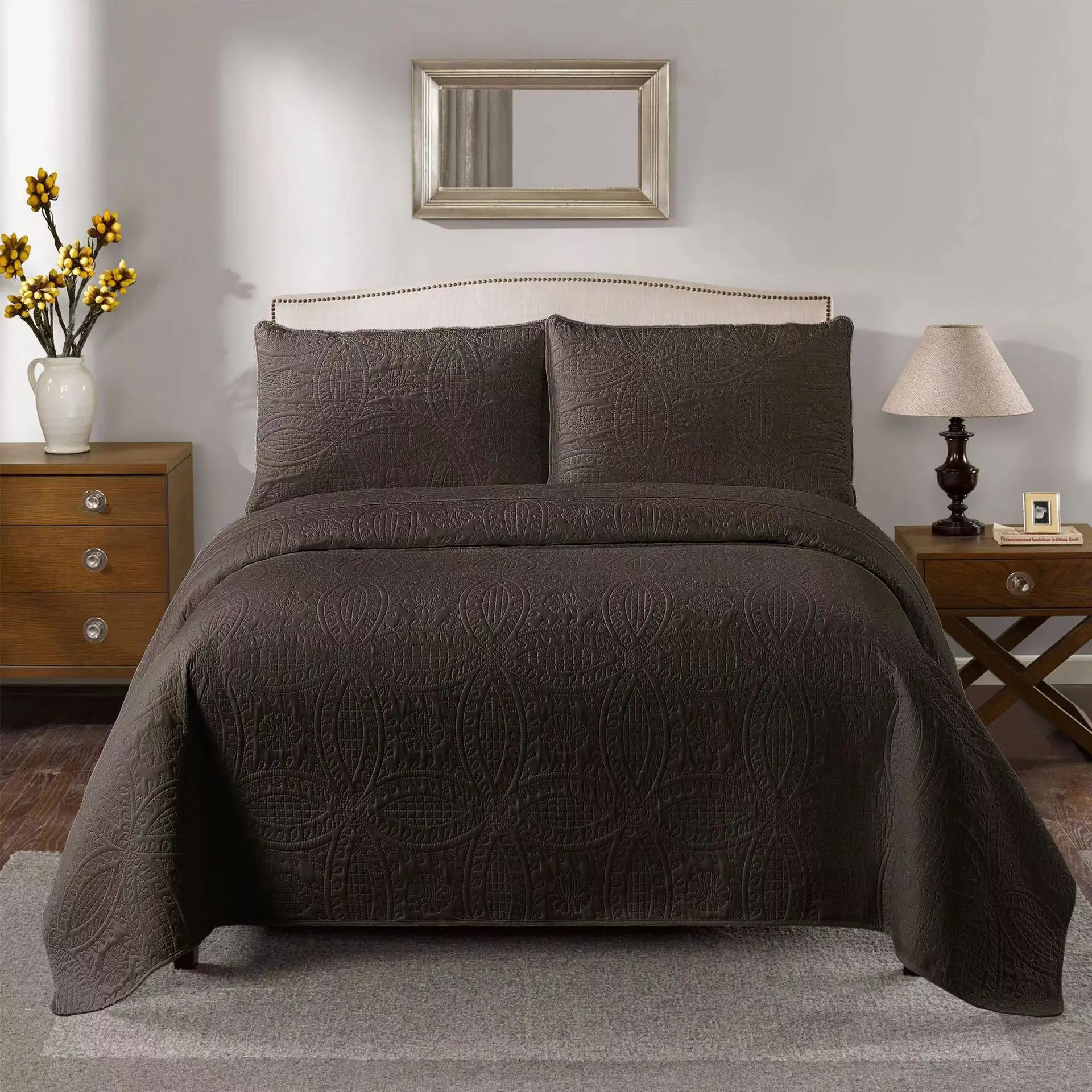 Reversible Microfiber Quilted Coverlets Bedspread Set