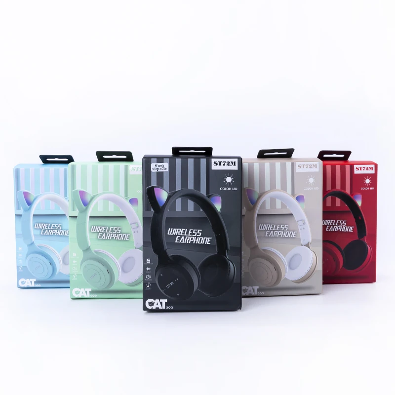 cute headset cat adult gamers cat ear headset black games listener gaming accessories for mobile