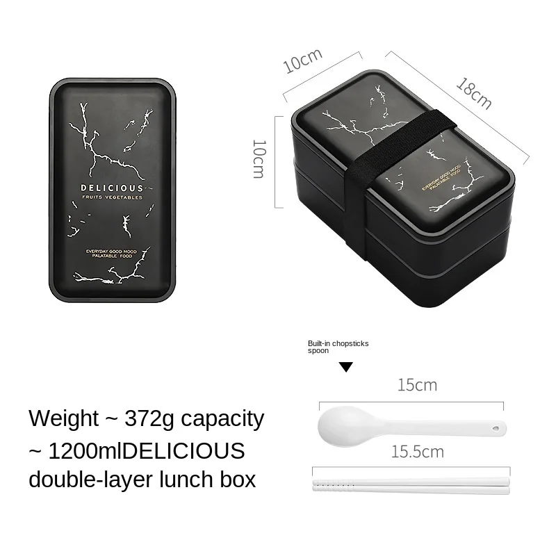 New Fashion Lunch Box Lunch Office Worker Student Double Layer Microwave Oven Heating Separate Large Fruit Salad Lunch Box Set