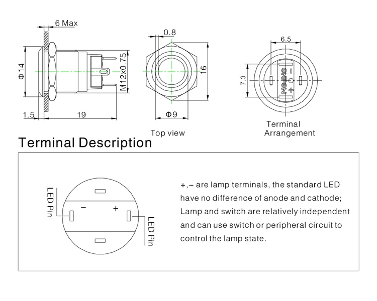 ONPOW 12mm,GQ12-AF-10E/J/S switch button
