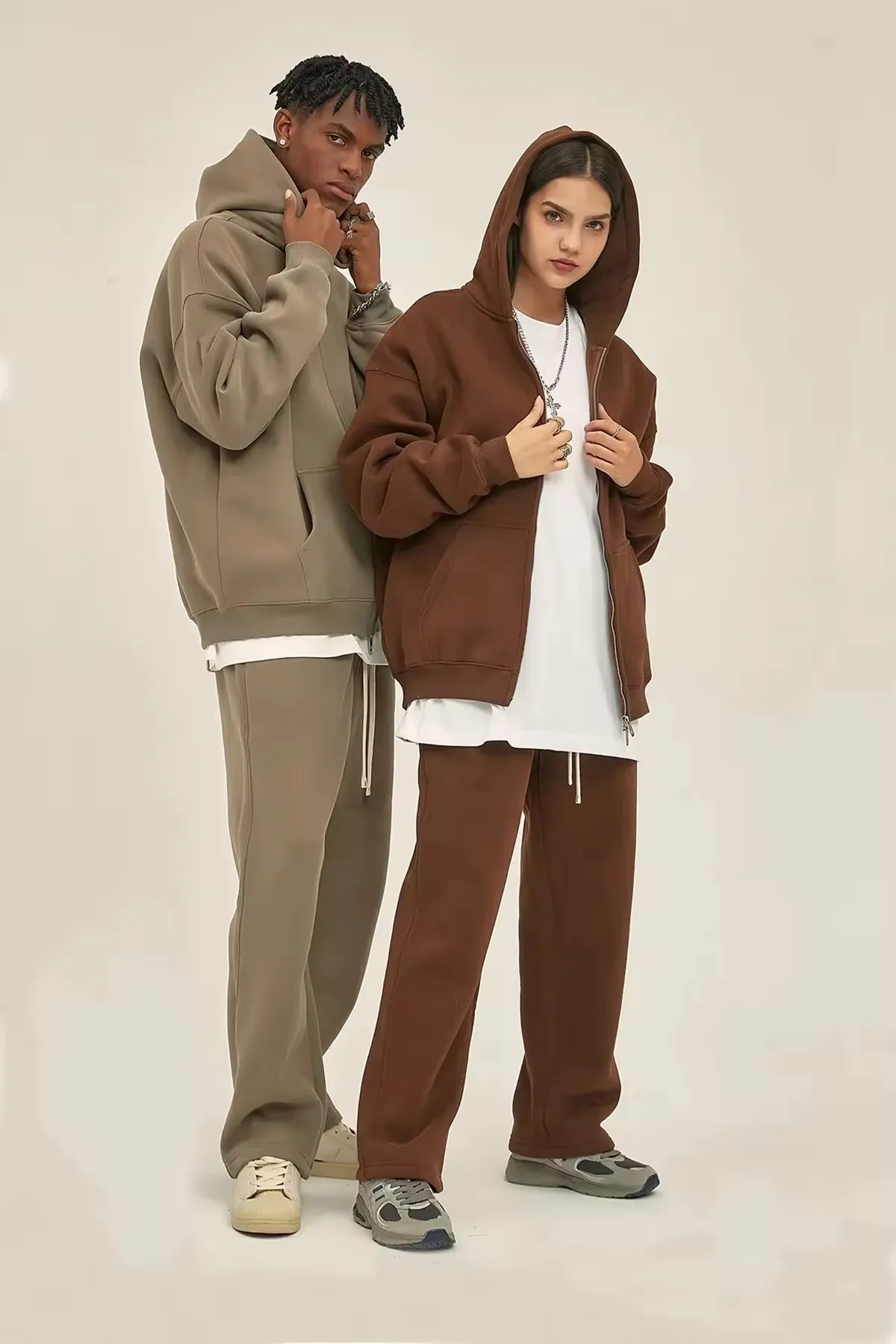 2024 New Arrival Comfortable Fleece Blank Tracksuit Men Baggy Windproof  Zipper Tracksuit Unisex