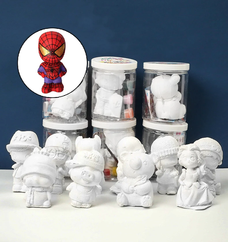 Customized High Strength Kids Gypsum Model Toys Handmade Diy Painted Plaster Doll  Painting Coloring Graffiti Gypsum Crafts doll