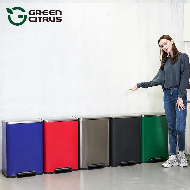 13 Gallon Trash Can Large Household Waste Paper Bin With Inner Bucket For Sale