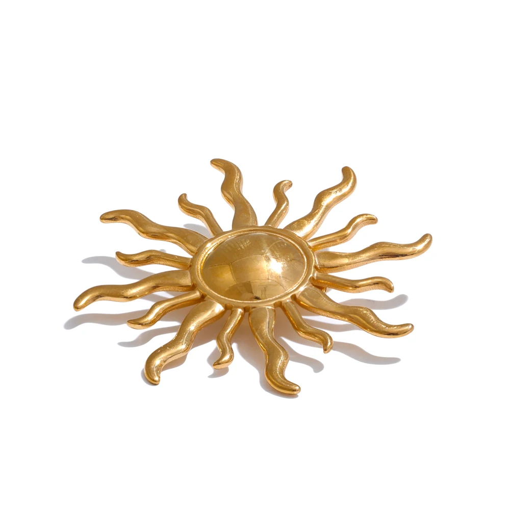 X&Y 4985 Hot Selling Solar Shape Stainless Steel Clothing Brooch Waterproof 18K Gold Brooch for Women Clothing Accessories