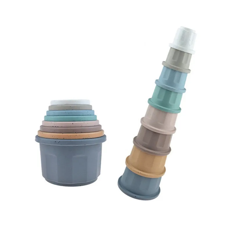 Hot selling silicone stacker baby puzzle stacking cup toy soft building block baby silicone stacker