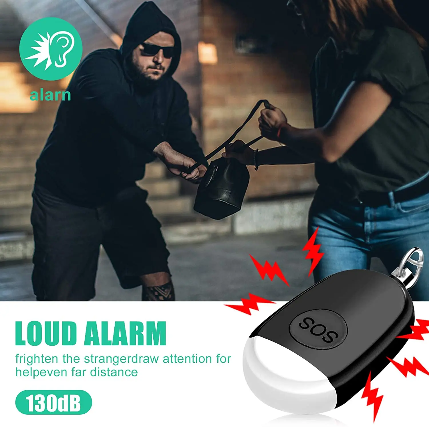 mazon Hot Selling Low Price Keychain Alarm Personal Safety Protection Portable Mini Emergency SOS Attract Attention Strong Light