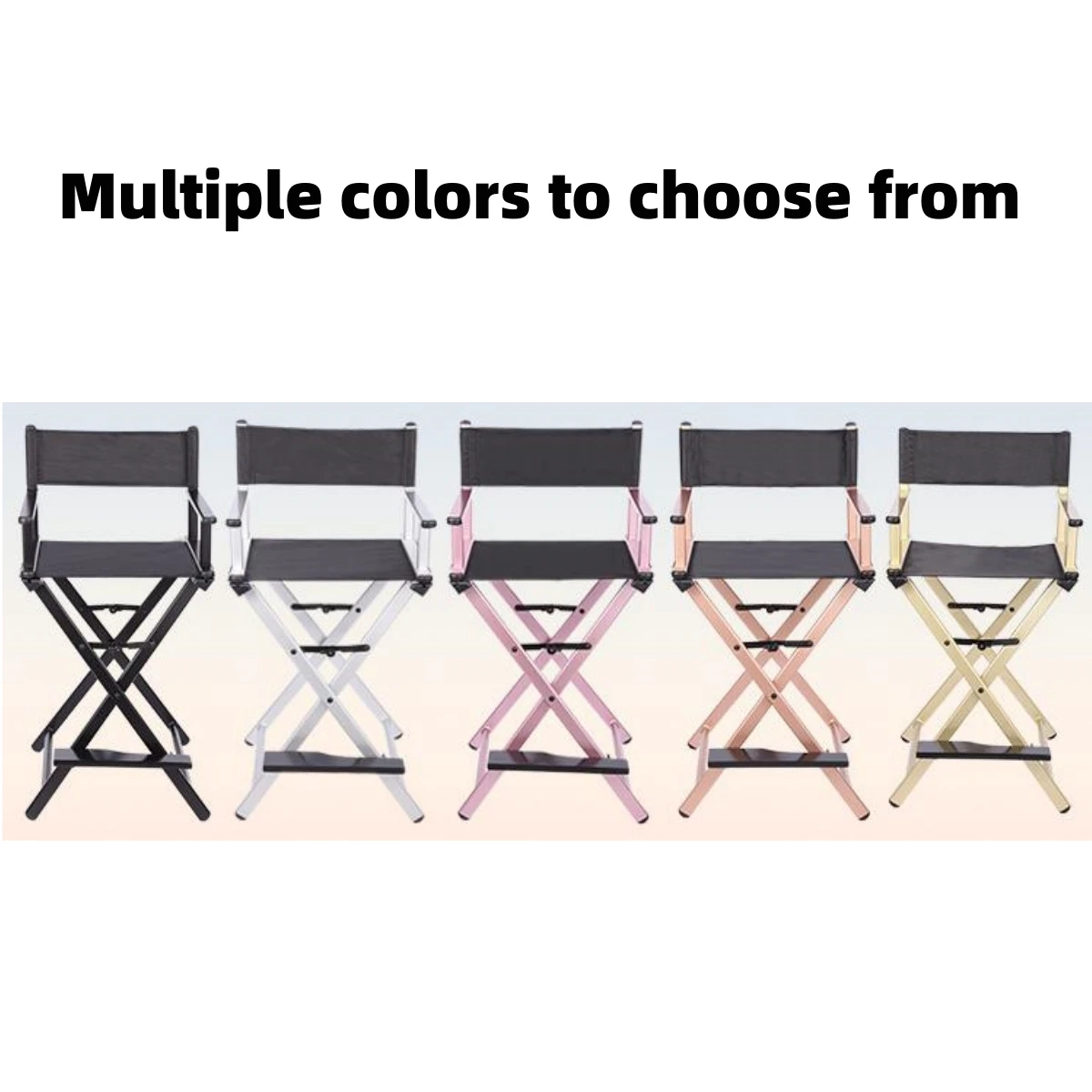 Foldable Makeup Artist Stool Chair, Portable Tall Folding Directors Chair, Aluminum Makeup Chair Customizable Logo