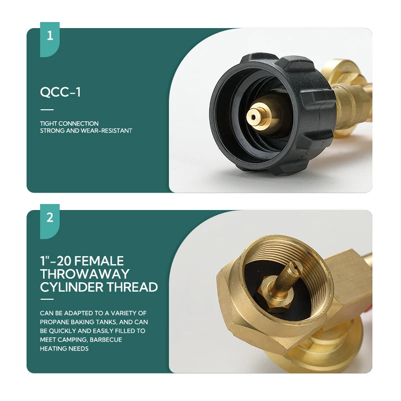 Campingmoon  PZ-104 regular   solid brass valve  propane tank adapter  Propane Refill Elbow Adapter  with   gauge