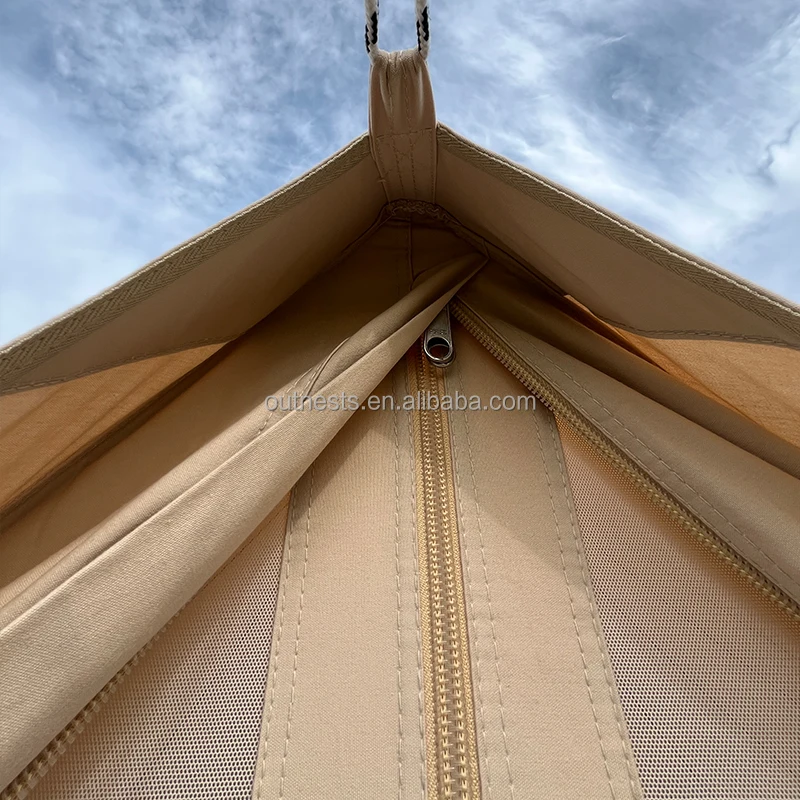 Outdoor Camping and Glamping Yurt Tent Breathable 100% Cotton Canvas Bell Tent with Stove Jack