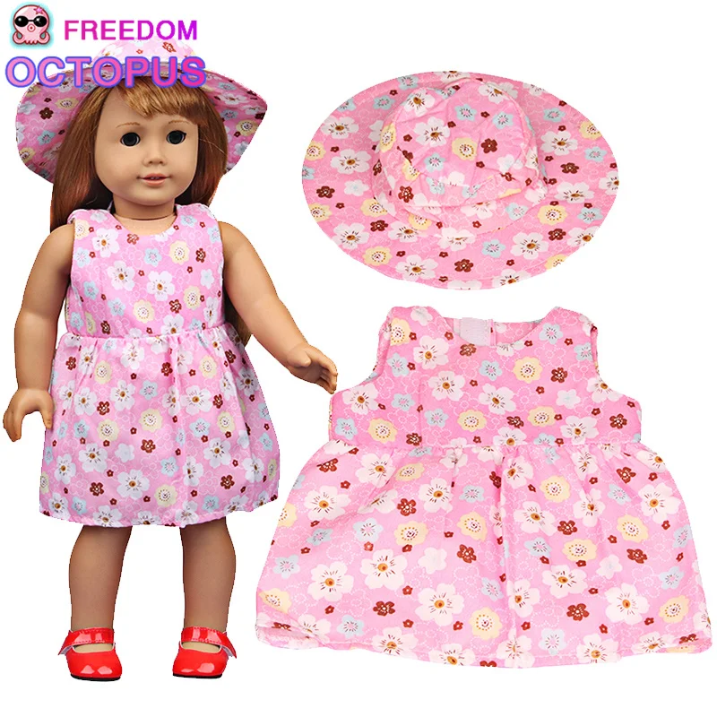 18 Inch Baby doll white red Striped Top Toy Doll Mini Cute doll Clothes suit with hat