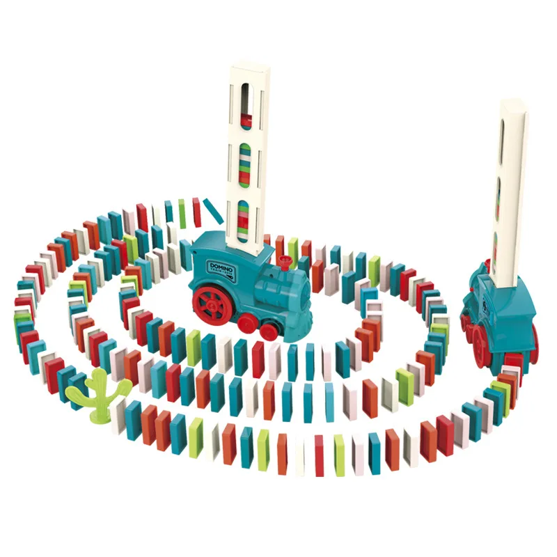 Domino Blocks Battery Operated Light And Music Plastic Electric Lighting Music Blocks Kids Domino Train Toy Set