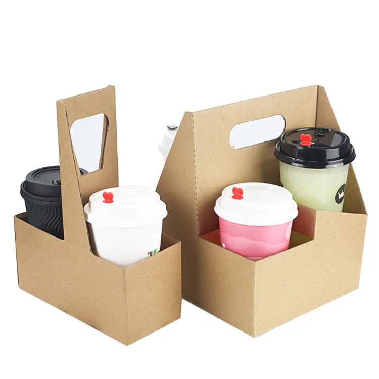 4 Cup Beverage Carrier, Cardboard Take Away Coffee Cup Holder