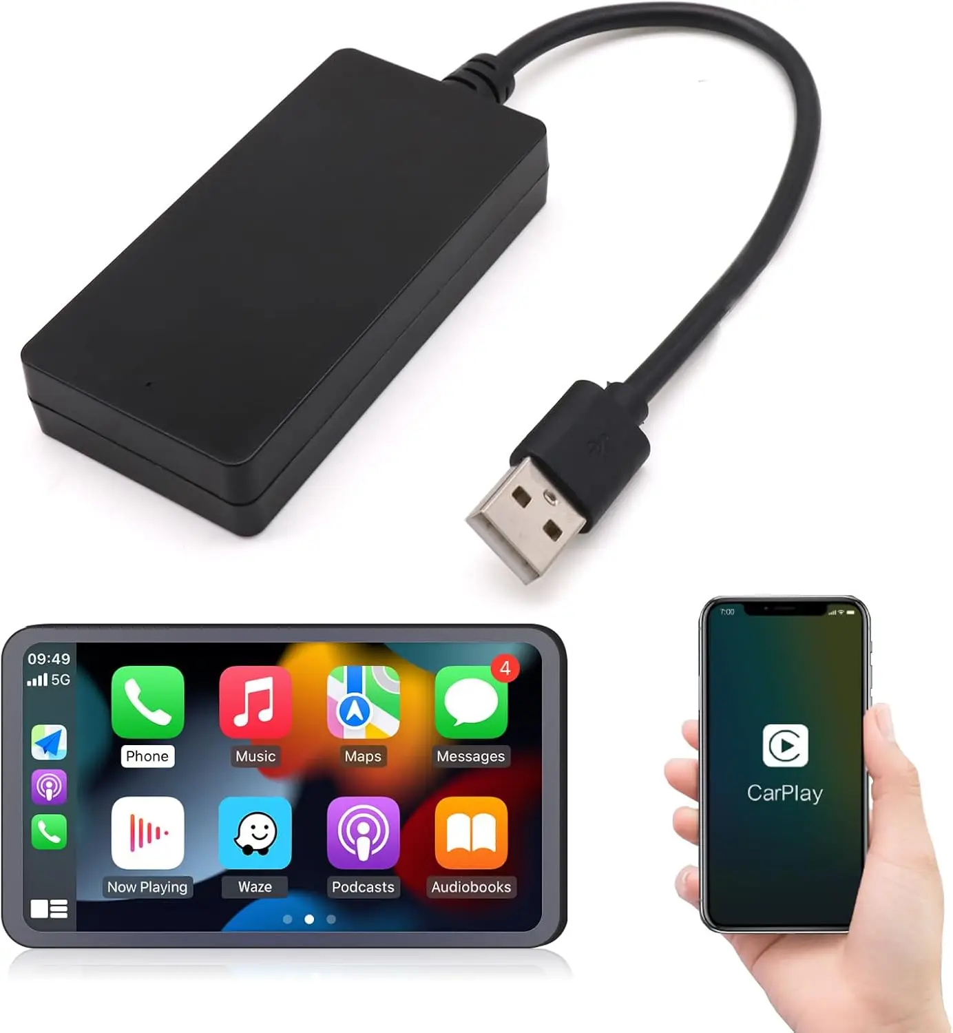 Carbitlink to wireless smart box carpay android auto adapter USB Plug-n-play Installation support voice control bluetooth 5.0